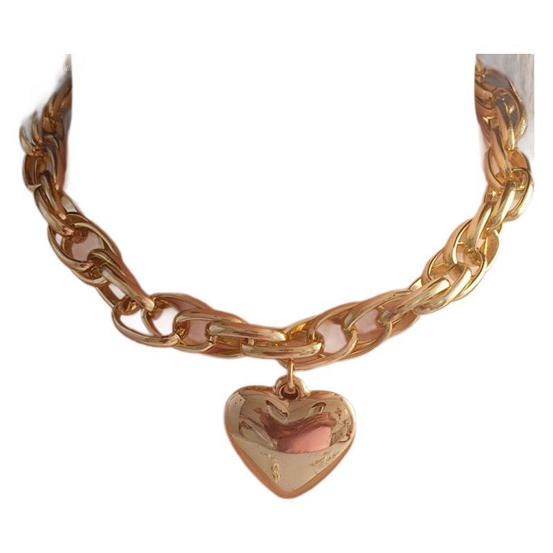 Personalized And Exaggerated Big Love Ccb Pendant Necklace Hollow Chain - Zambeel