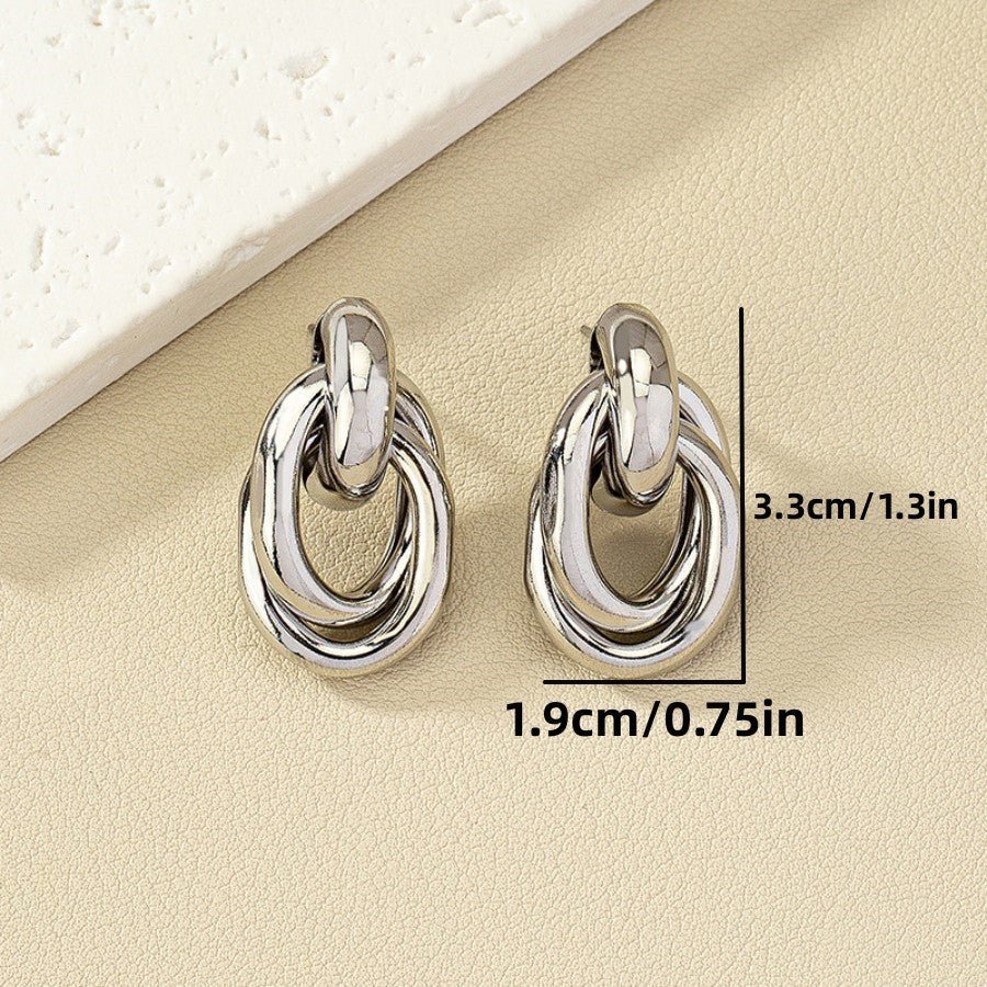 Personalized Simple Metal Punk Geometric Earrings - Zambeel