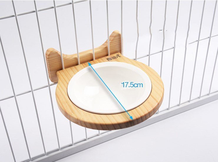 Pet Supplies Ceramic Bowl Solid Wood Stand - Zambeel