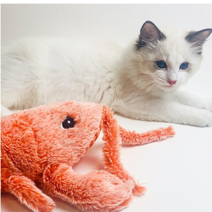 Pet Toys Electric Jumping Shrimp USB Charging Simulation Lobster Funny Cat Plush Pets Toy - Zambeel