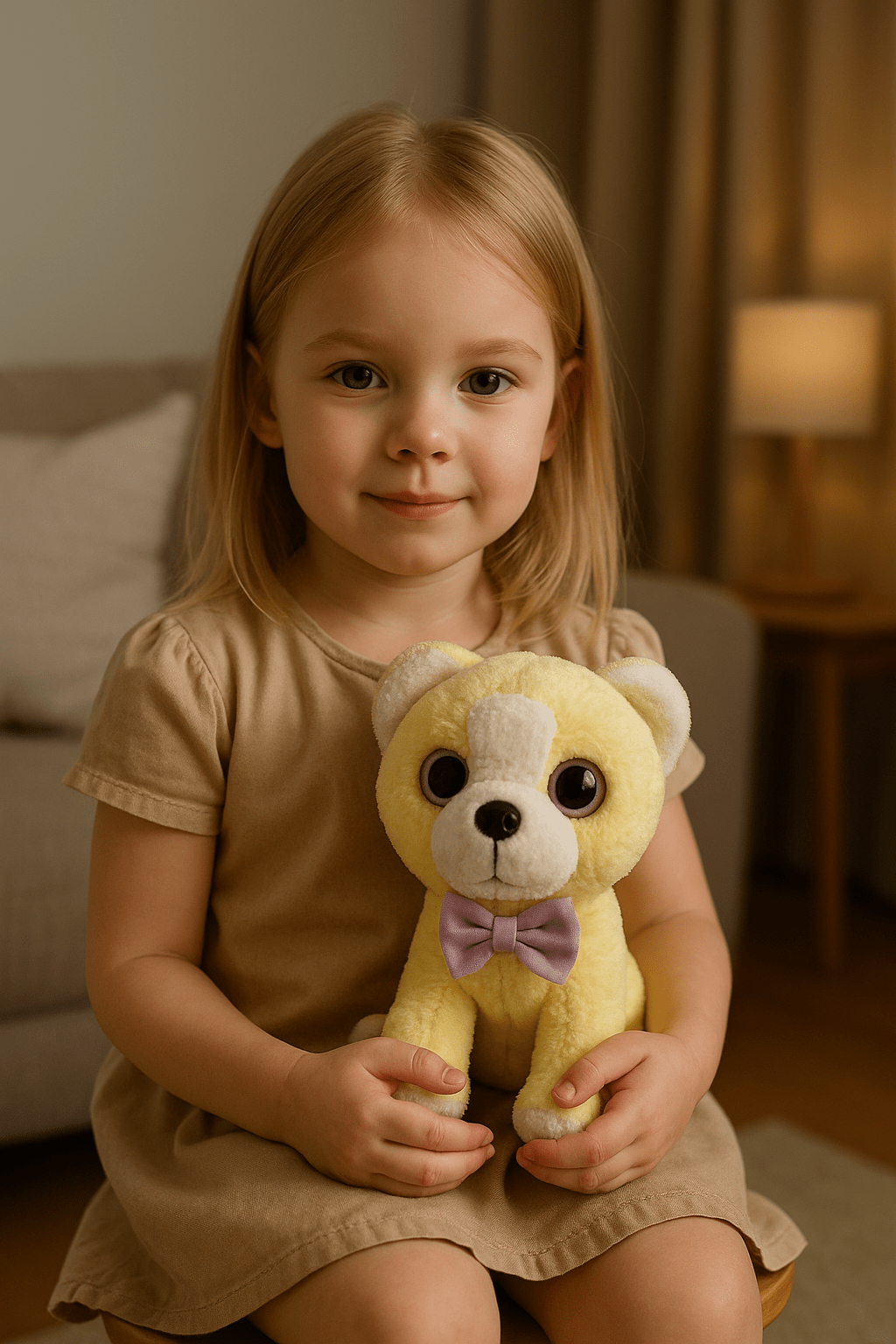 Plush Puppy Soft Toy with Bow - Zambeel