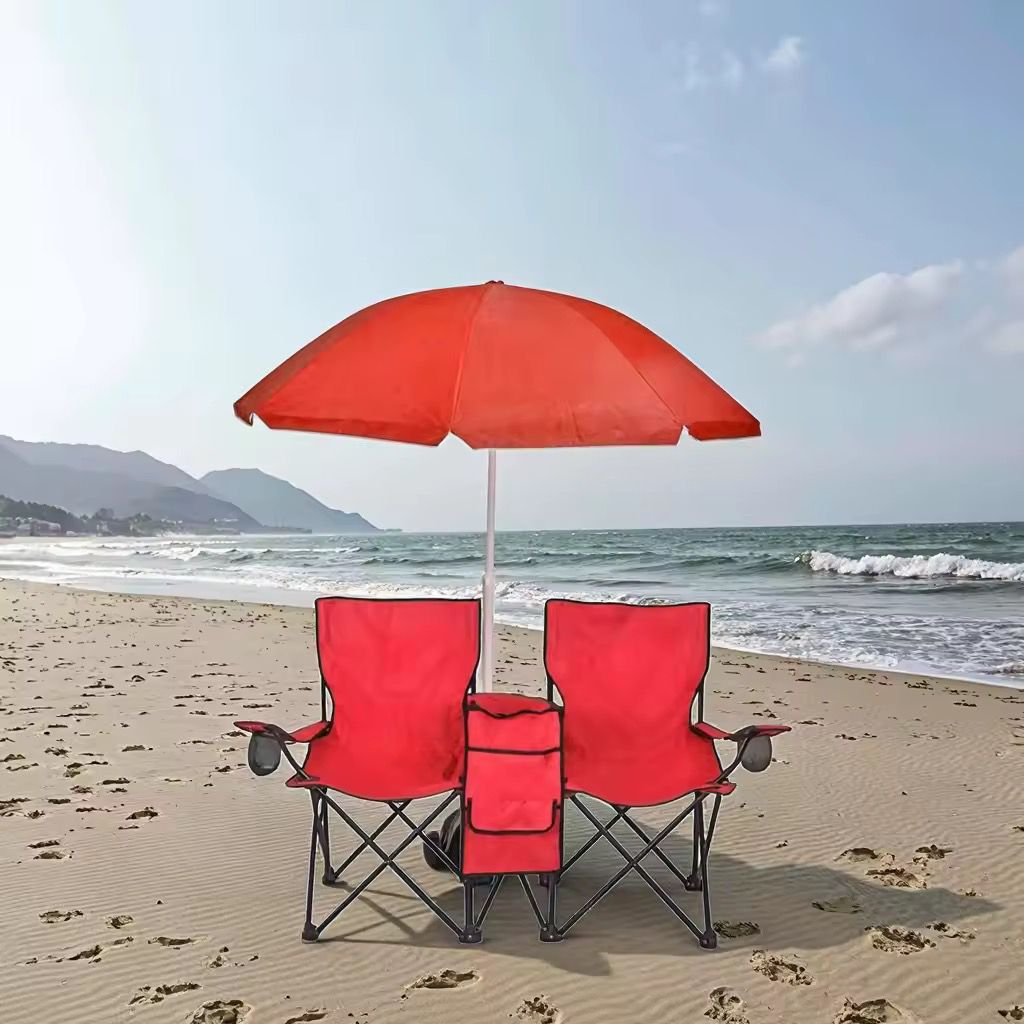 Portable Double Folding Beach Chair with Umbrella © - Zambeel