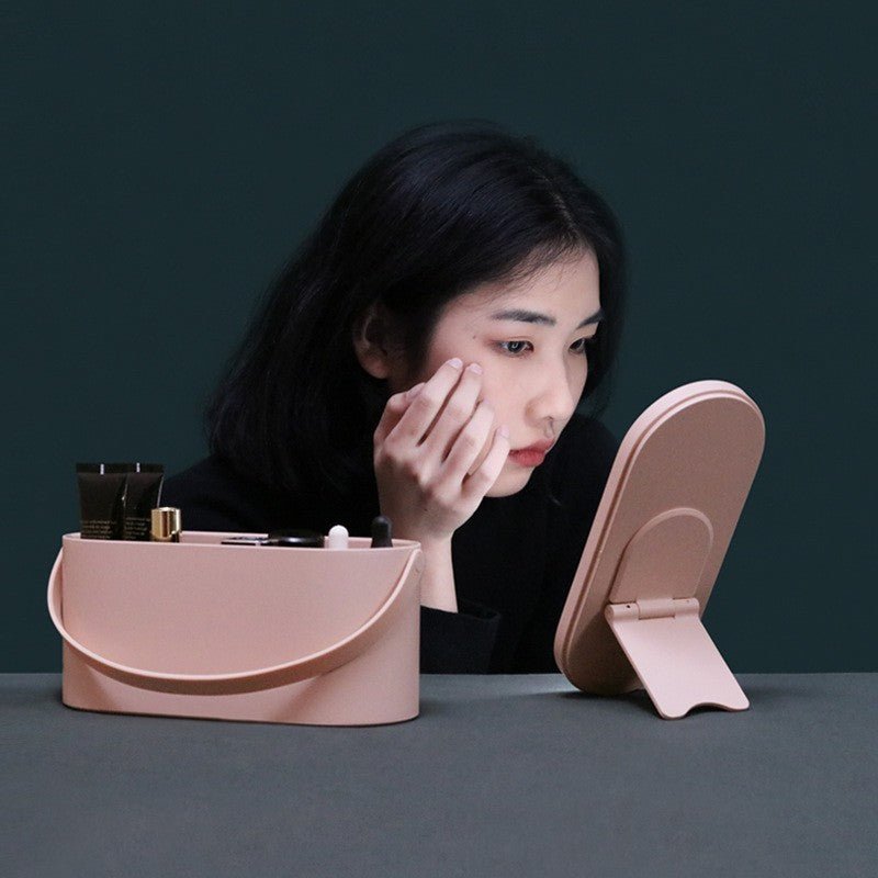 Portable LED Light Storage Box Beauty And Makeup Mirror - Zambeel