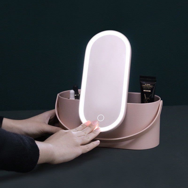 Portable LED Light Storage Box Beauty And Makeup Mirror - Zambeel