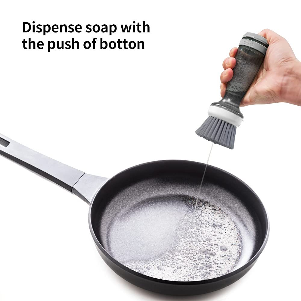 Pot Brush Dish Brush Dish Scrub Brush With Soap Dispenser For Dishes Kitchen Sink Pot Pan - Zambeel