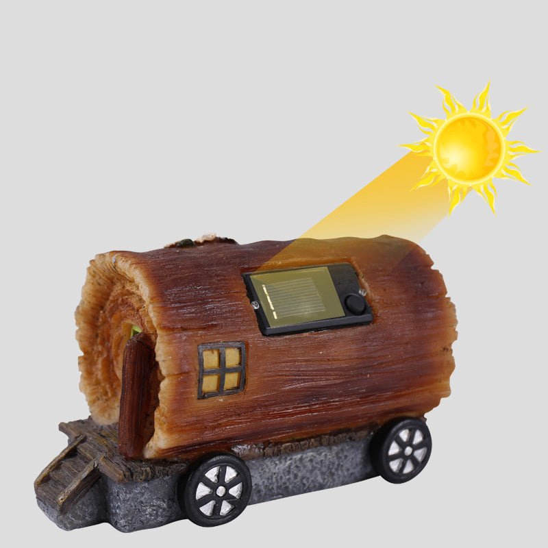 Premium Outdoors Decor Wooden House Solar Lights Garden Deco - Zambeel