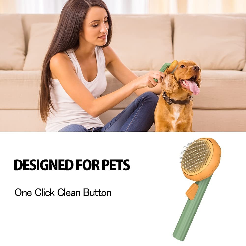 Pumpkin Comb Type Cat And Dog Needle Comb, Dog Brush For Pet Grooming And Hair Remover Supply Puppy Rabbit, Cat Brush Grooming Pet Pumpkin Brush - Zambeel