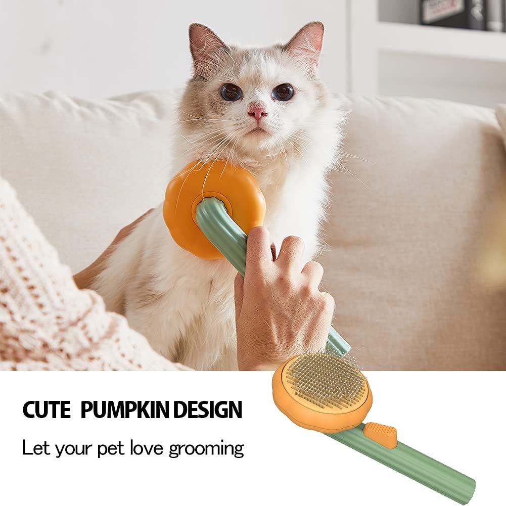 Pumpkin Comb Type Cat And Dog Needle Comb, Dog Brush For Pet Grooming And Hair Remover Supply Puppy Rabbit, Cat Brush Grooming Pet Pumpkin Brush - Zambeel