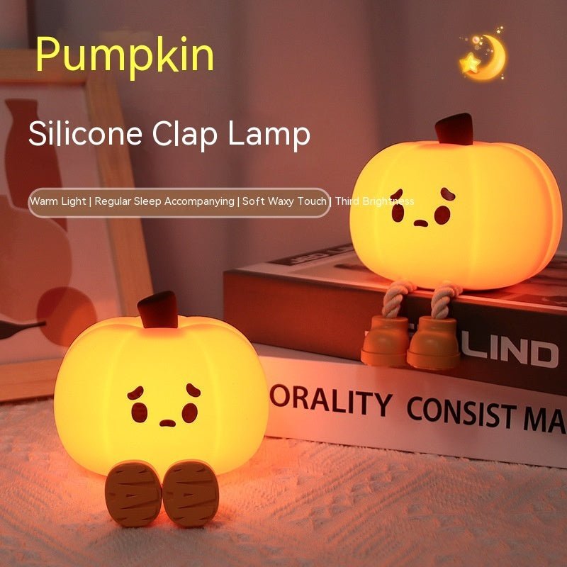 Pumpkin Lamp Small Night Lamp Halloween Silicone Pat Lamp Ambience Light - Zambeel