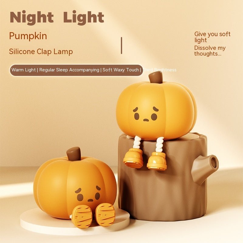 Pumpkin Lamp Small Night Lamp Halloween Silicone Pat Lamp Ambience Light - Zambeel