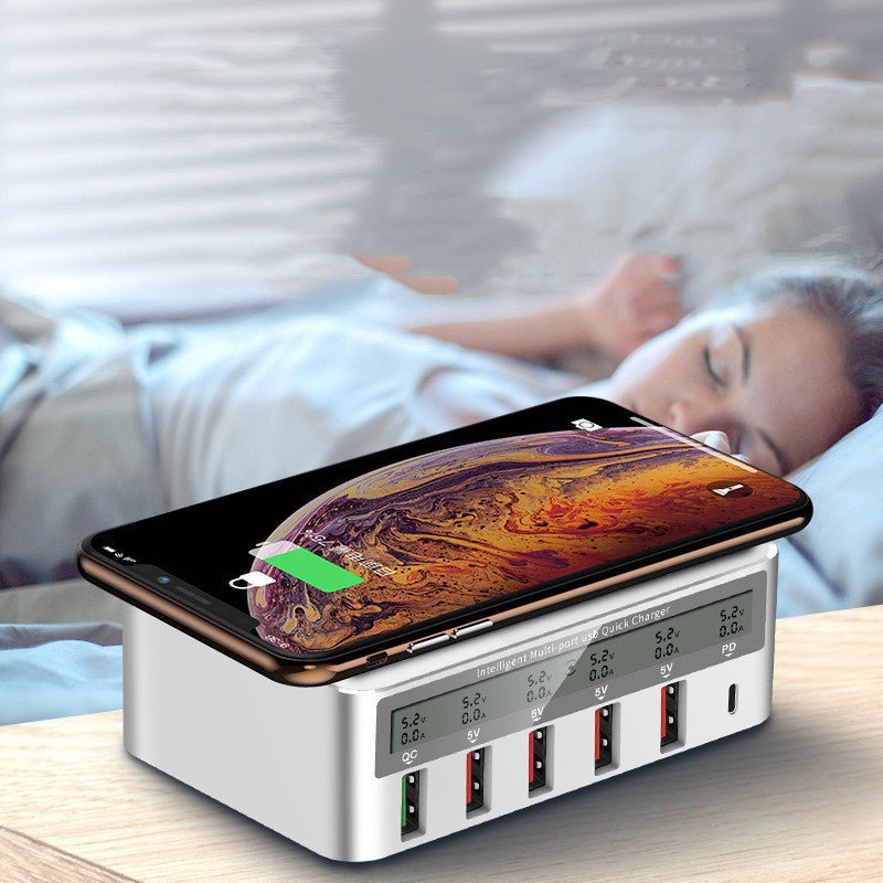 QC30 Fast Charge 6USB Charger Led Adapter Desktop 50W Smart 6 - port Typec Charger - Zambeel