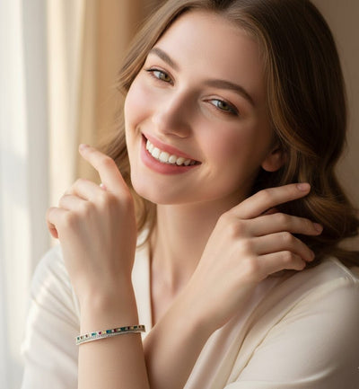 Rainbow Gemstone Gold Bangle - Zambeel