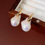 Real Gold Electroplated Silver Needle Artificial Pearl Earrings Irregular All - Match - Zambeel