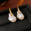 Real Gold Electroplated Silver Needle Artificial Pearl Earrings Irregular All - Match - Zambeel