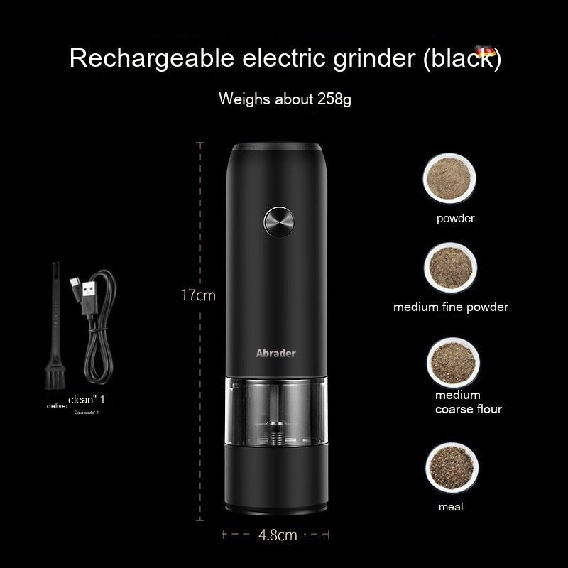 Rechargeable Electric Pepper And Salt Grinder Set One - Handed No Battery Needed Automatic Grinder With Adjustable Coarseness LED Light Refillable - Zambeel