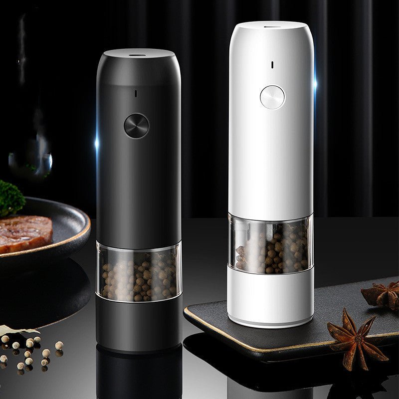 Rechargeable Electric Pepper And Salt Grinder Set One - Handed No Battery Needed Automatic Grinder With Adjustable Coarseness LED Light Refillable - Zambeel