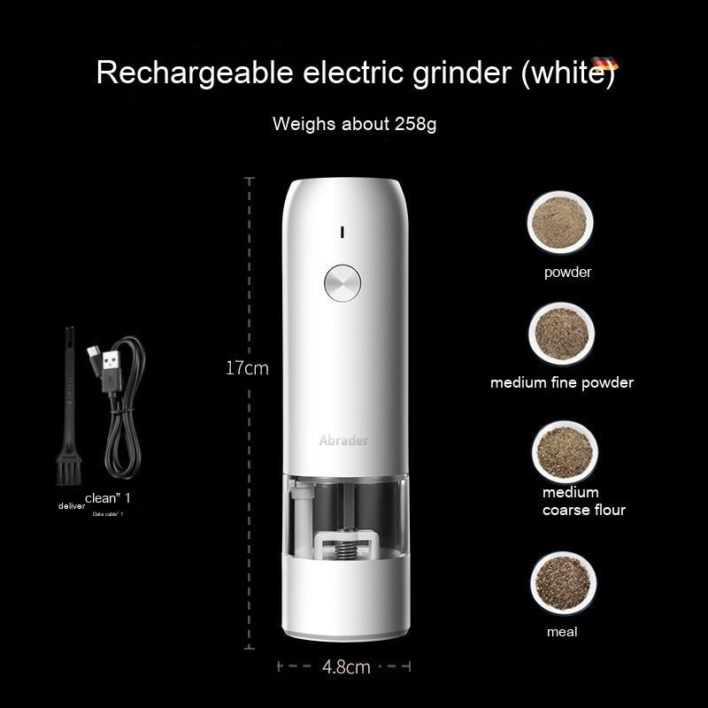 Rechargeable Electric Pepper And Salt Grinder Set One - Handed No Battery Needed Automatic Grinder With Adjustable Coarseness LED Light Refillable - Zambeel