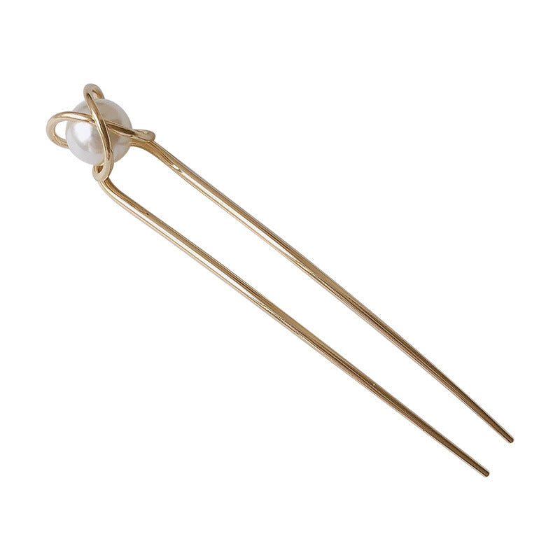 Refined Grace Pearl Metal Hairpin Bun Updo Decoration - Zambeel