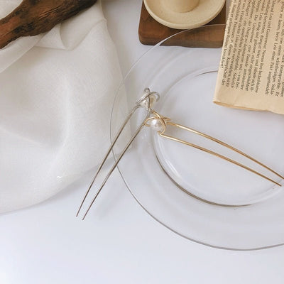 Refined Grace Pearl Metal Hairpin Bun Updo Decoration - Zambeel