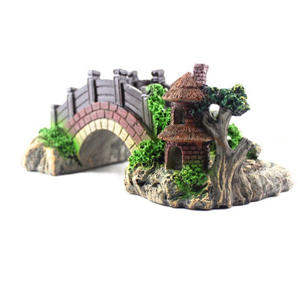 Resin Bridge Arch Bridge Black Red Bridge Fish Tank Landscaping Decoration Bridge Aquarium Equipment Accessories Turtle Climbing Platform Retro Arch Bridge - Zambeel