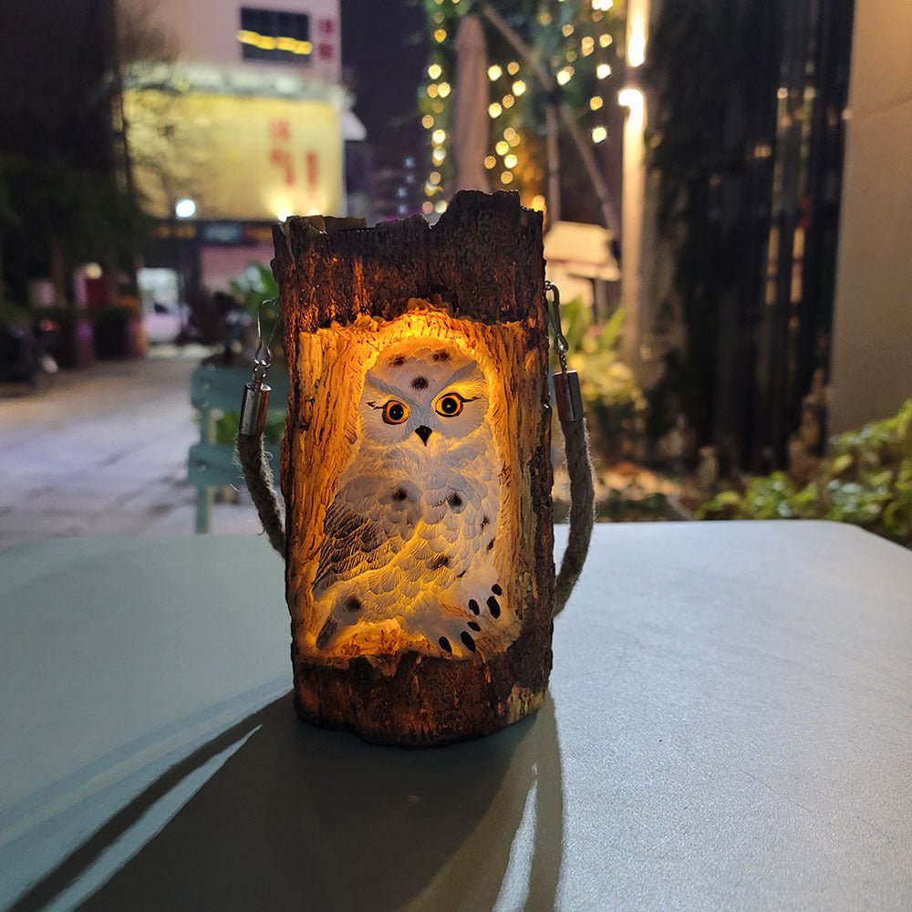 Resin Solar Stump Owl Lawn Night Light - Zambeel