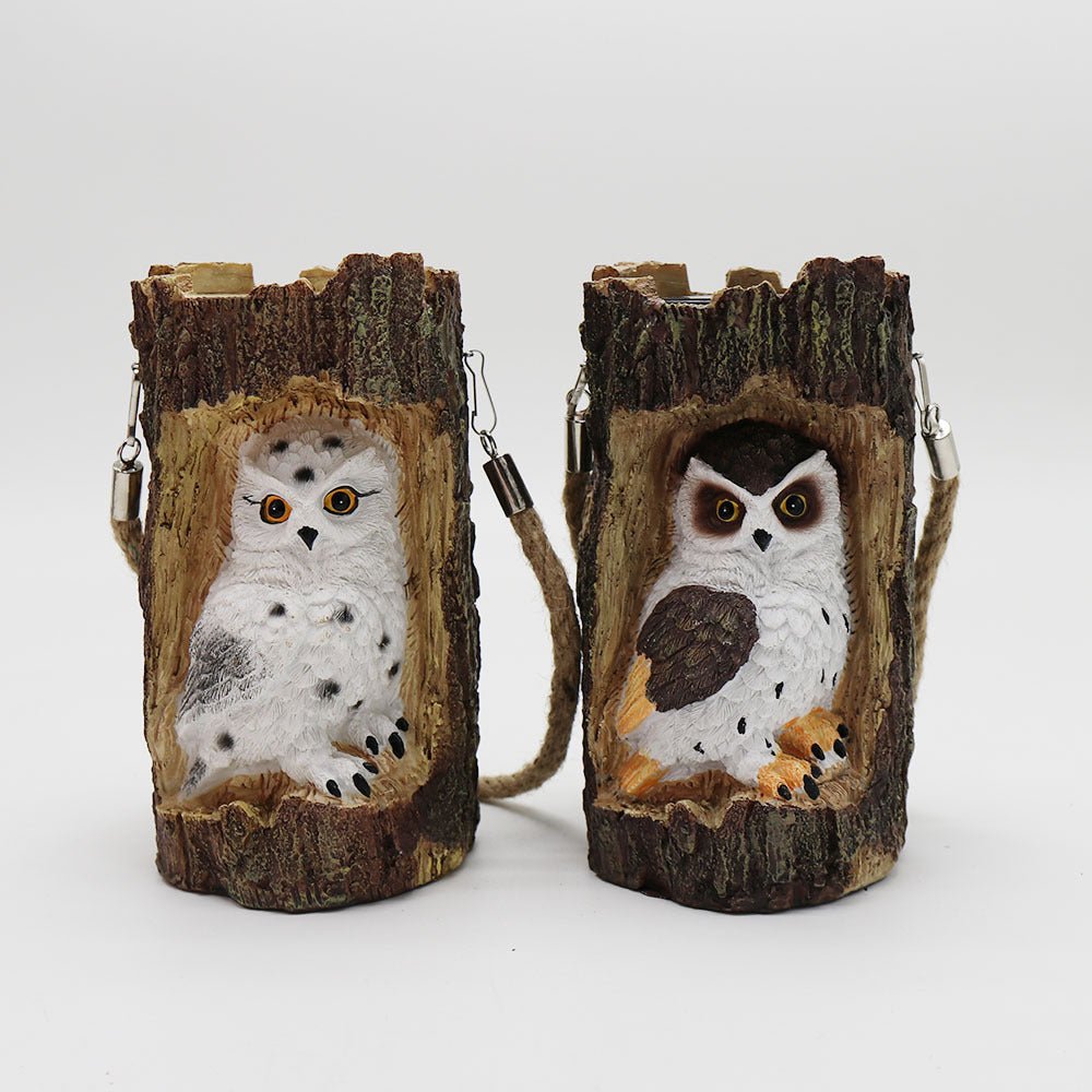 Resin Solar Stump Owl Lawn Night Light - Zambeel