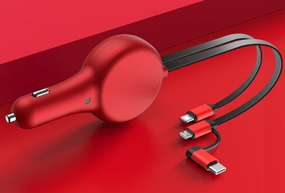 Retractable Car Charger Fast Charge Flash Charge One For Two - Zambeel