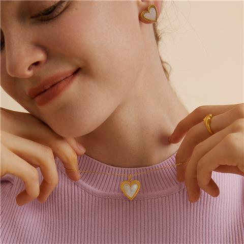 Retro Fashion Double Peach Heart Fritillary Stud Earrings - Zambeel