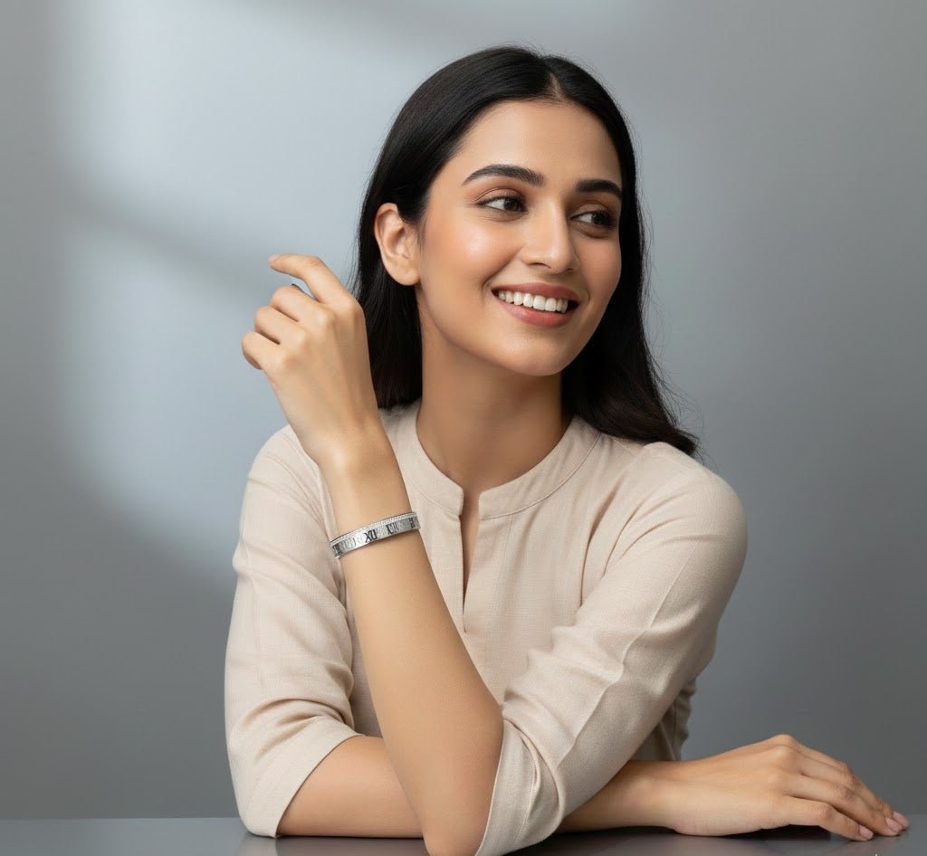 Roman Elegance Silver Bangle - Zambeel