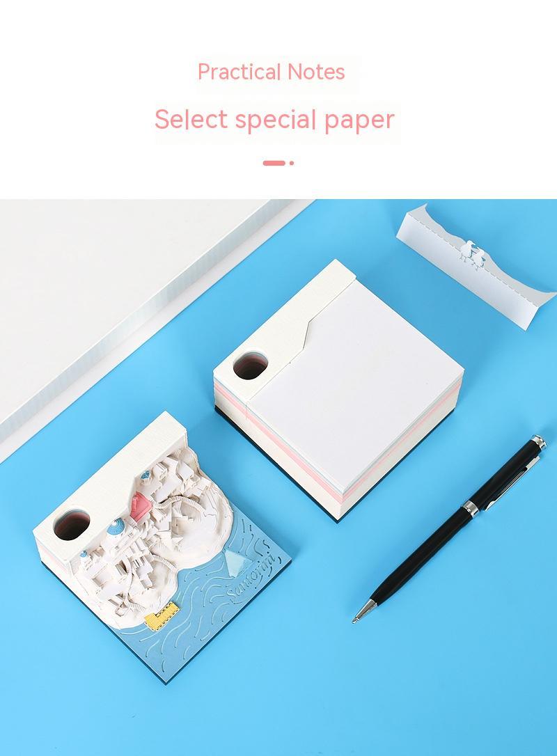 Romantic Santorini 3d Notepad Paper Carving Building Model Lighting Decoration - Zambeel