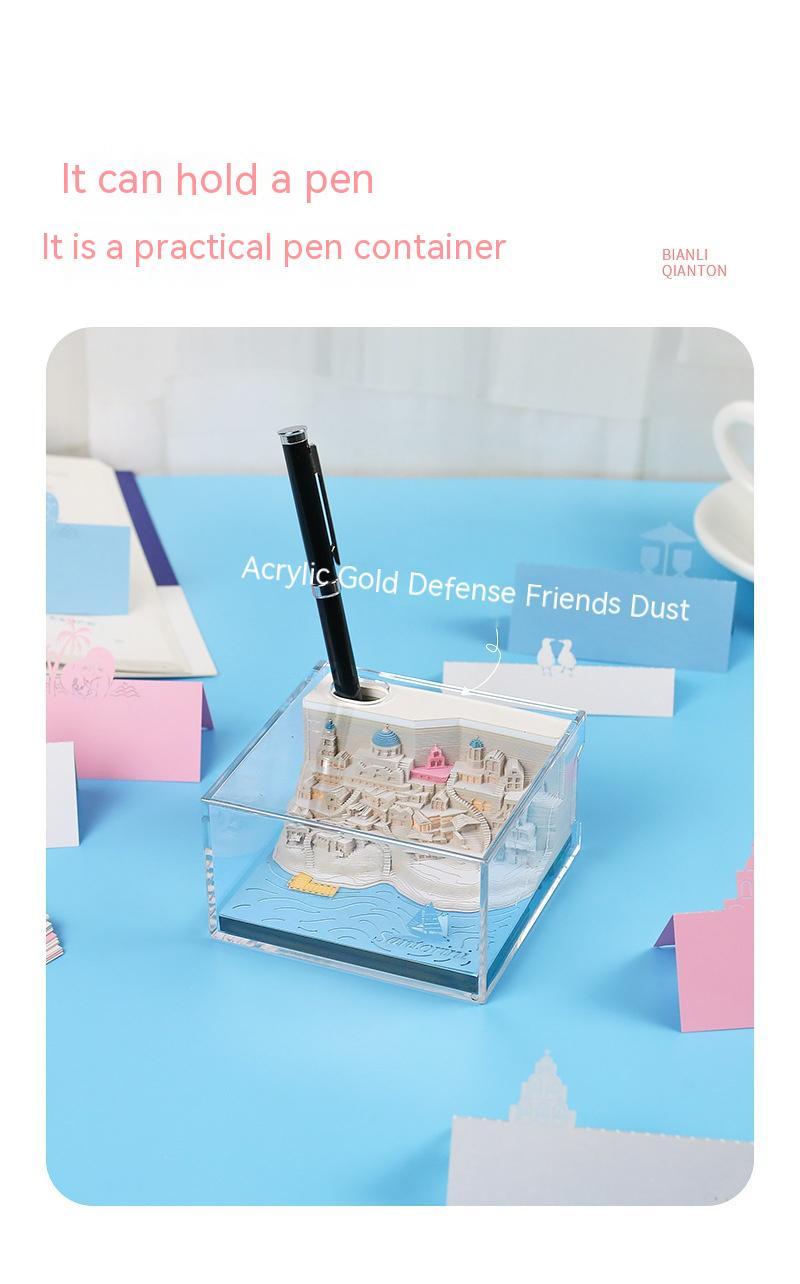 Romantic Santorini 3d Notepad Paper Carving Building Model Lighting Decoration - Zambeel