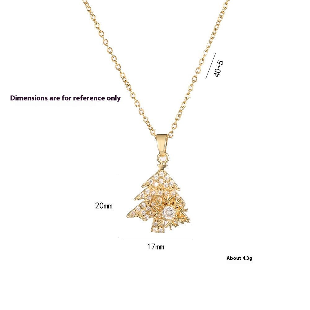 Rotatable Snowflake Christmas Tree Micro - Inlaid Diamond Titanium Steel Necklace - Zambeel