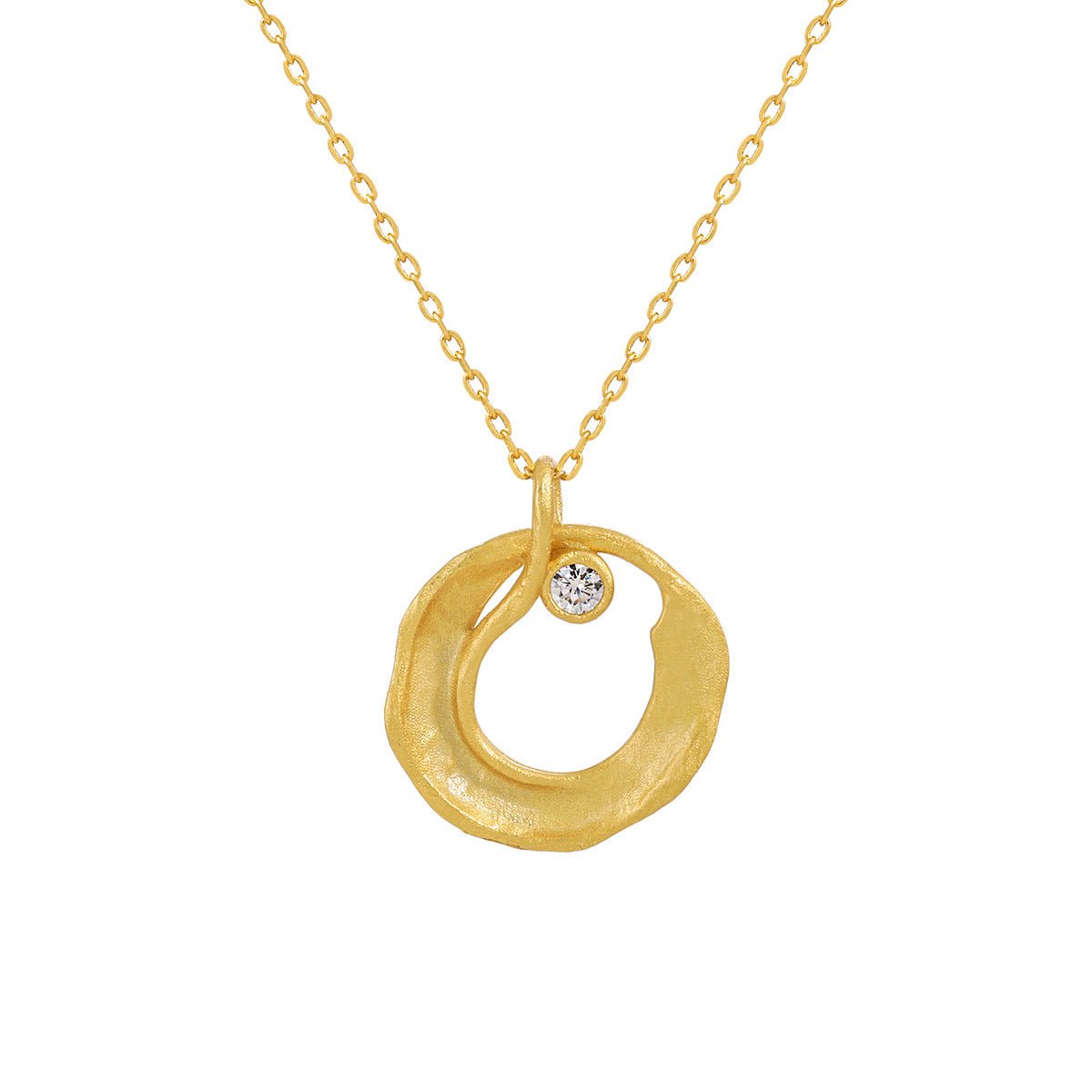 Round Hollow Diamond - studded Necklace Women's Cold Style - Zambeel