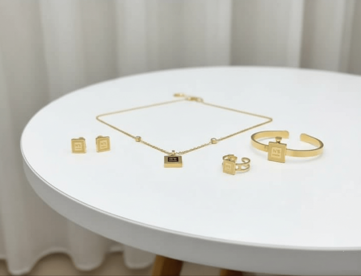 Royal Square Gold Jewelry Set - Zambeel