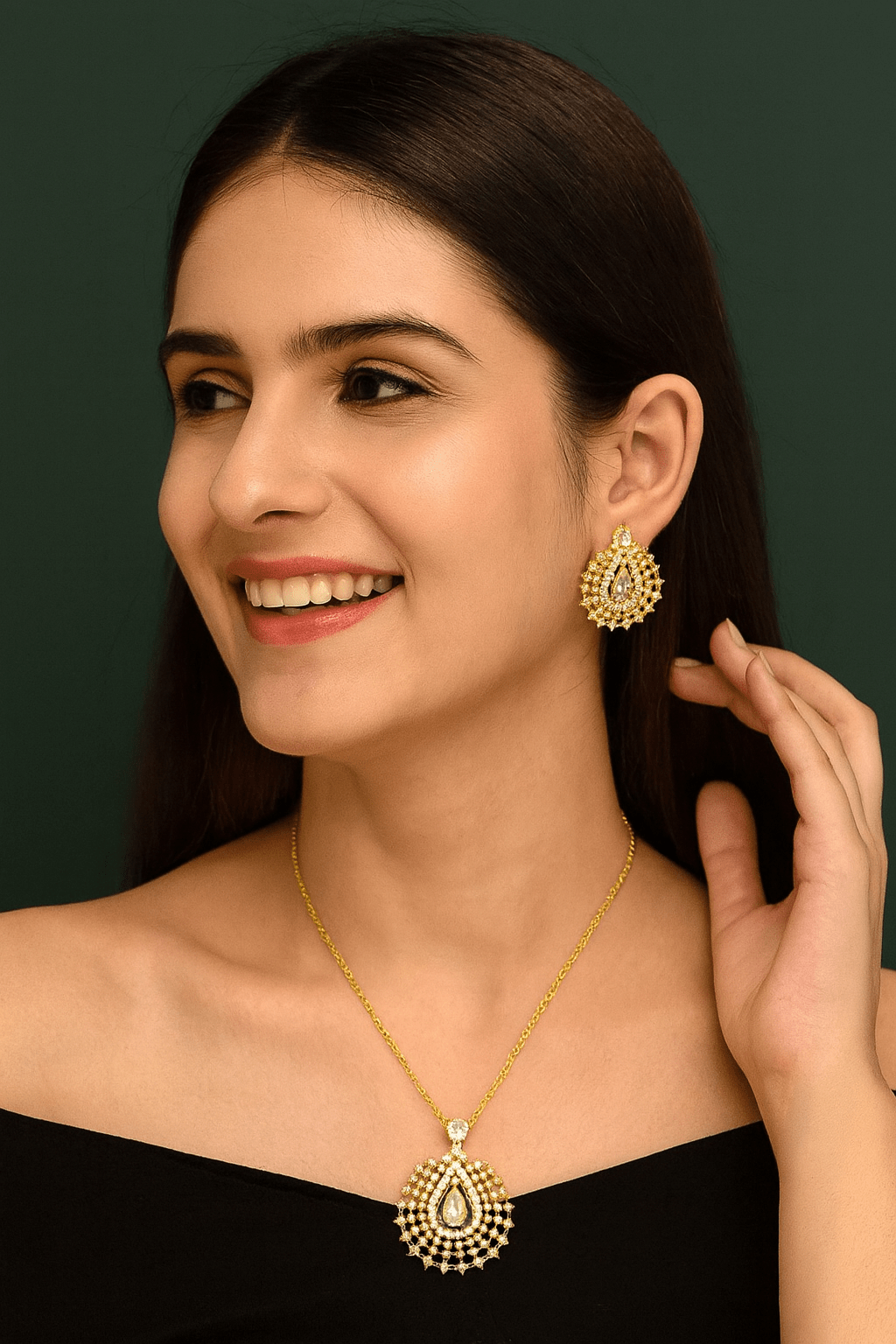 Royal Teardrop Necklace Set - Zambeel