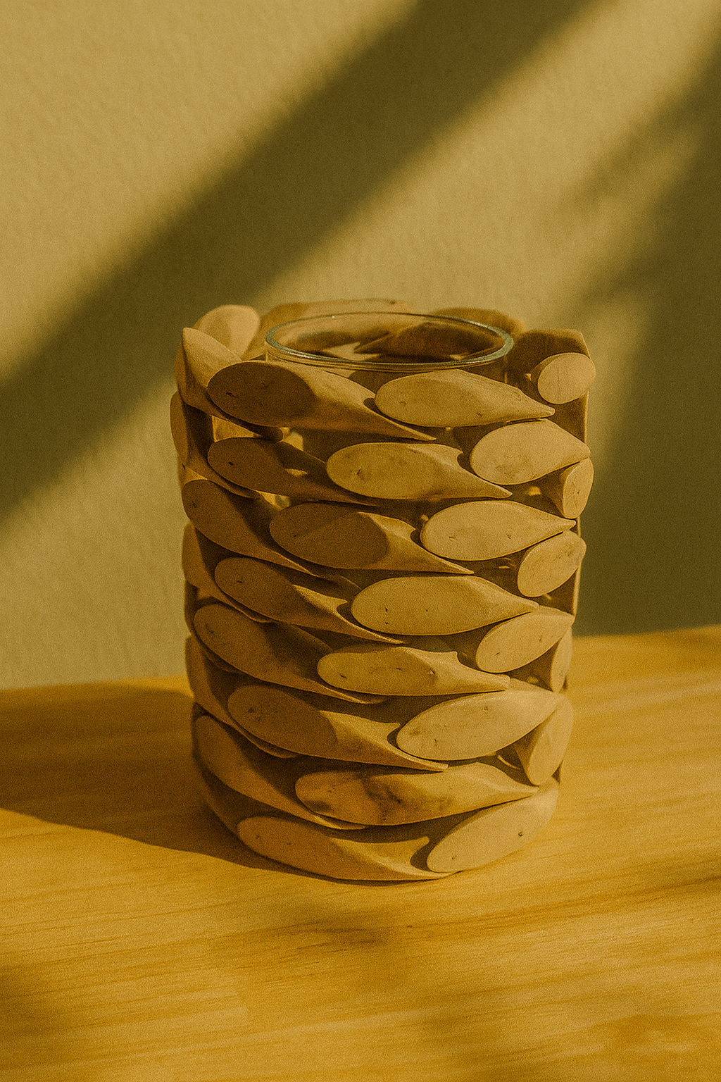 Rustic Driftwood Glass Candle Holder - Zambeel