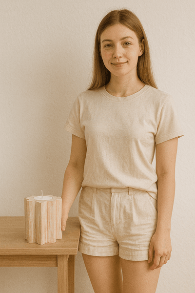 Rustic Wooden Tealight Candle Holder - Zambeel