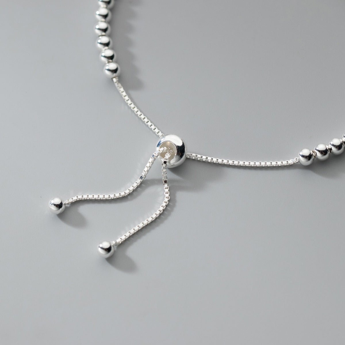 S925 Sterling Silver Light Bead Adjustable Bracelet - Zambeel