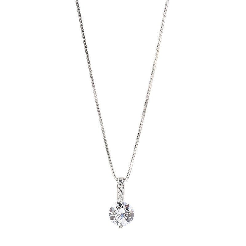 S925 Sterling Silver Solitaire Necklace Female Light Luxury And Simplicity Temperament - Zambeel