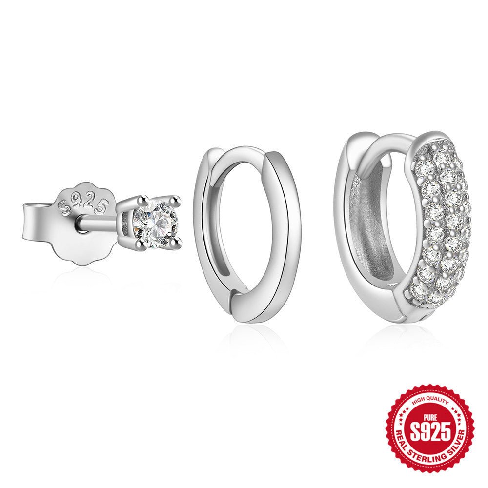 S925 Sterling Silver Temperamental With Diamond Suit Earrings - Zambeel