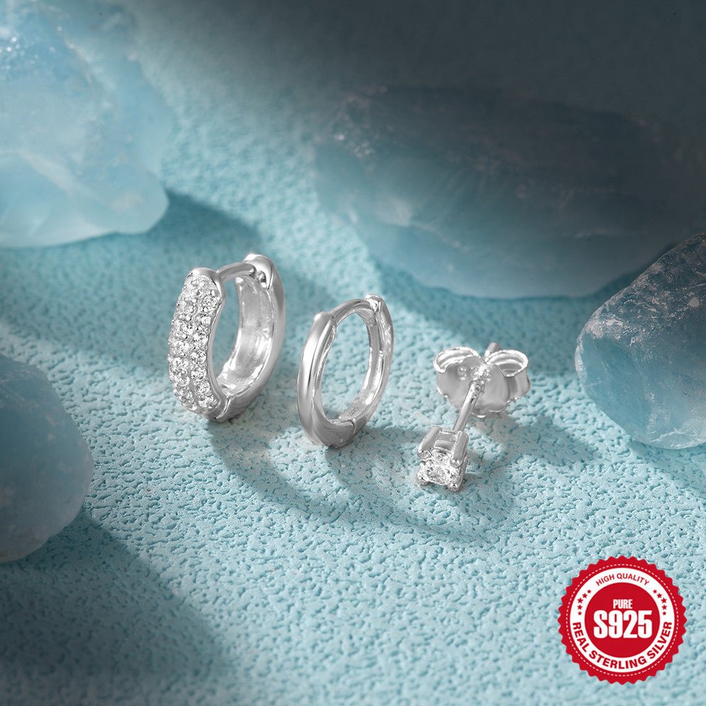 S925 Sterling Silver Temperamental With Diamond Suit Earrings - Zambeel