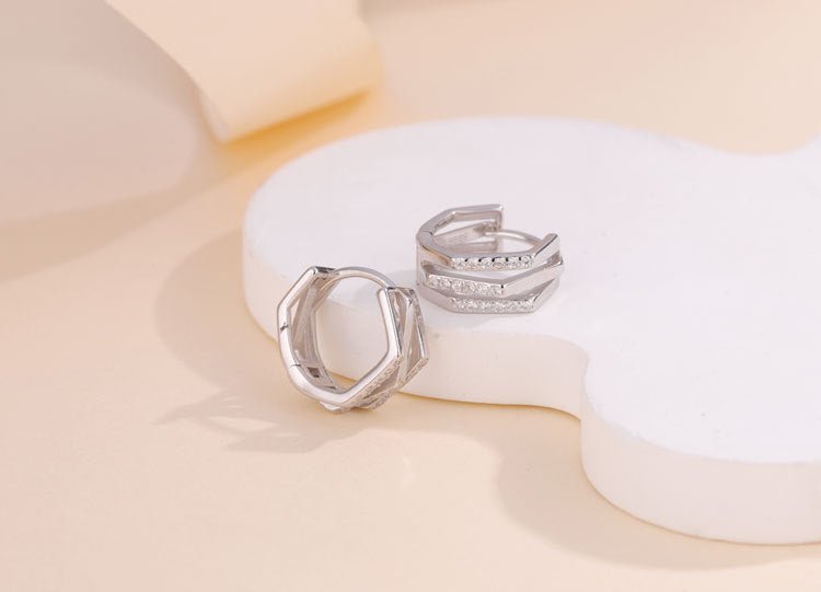 S999 Silver Fashion Simple Geometric Three - Ring Ear Clip - Zambeel