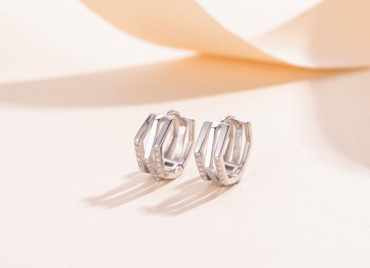 S999 Silver Fashion Simple Geometric Three - Ring Ear Clip - Zambeel