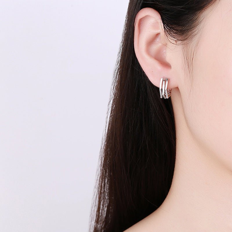 S999 Silver Fashion Simple Geometric Three - Ring Ear Clip - Zambeel
