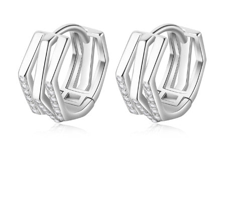 S999 Silver Fashion Simple Geometric Three - Ring Ear Clip - Zambeel