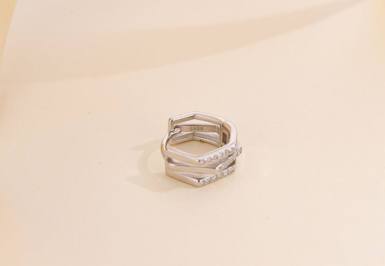 S999 Silver Fashion Simple Geometric Three - Ring Ear Clip - Zambeel