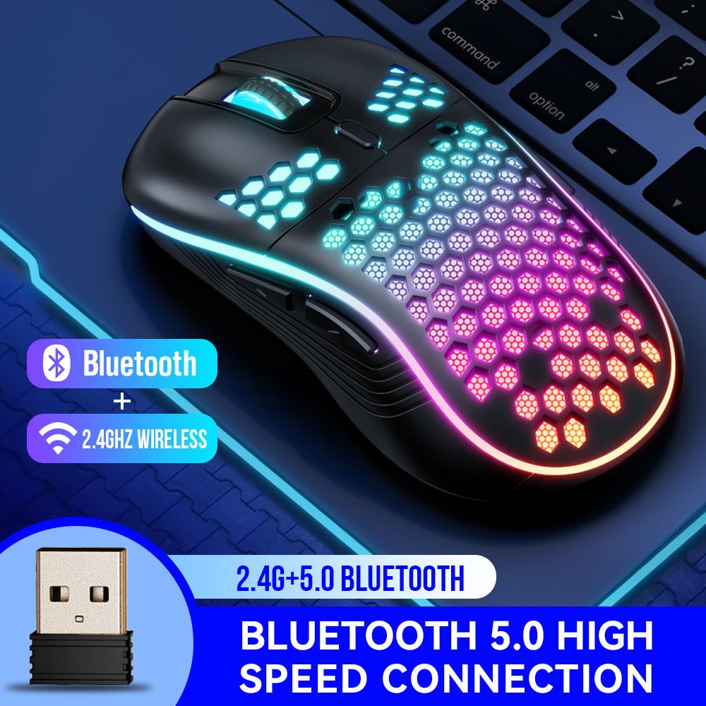 SA - 1 Dual Mode Honeycomb Shell RGB Wireless Bluetooth Computer Gaming Mouse - Zambeel