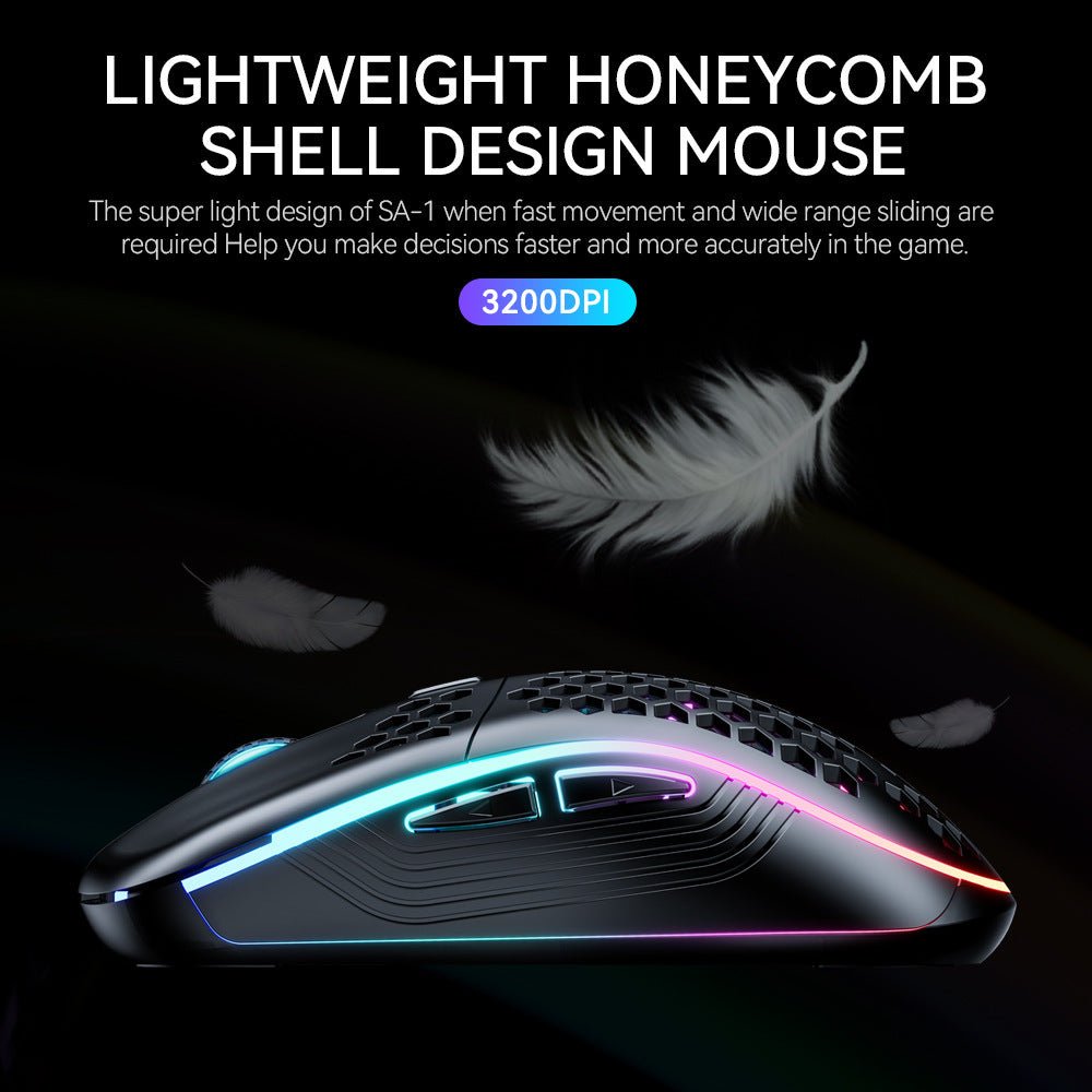 SA - 1 Dual Mode Honeycomb Shell RGB Wireless Bluetooth Computer Gaming Mouse - Zambeel