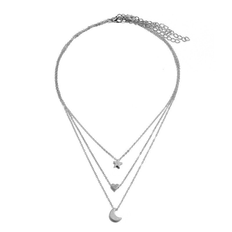 Shang Multi - layer Star Moon Love Pendant Necklace - Zambeel