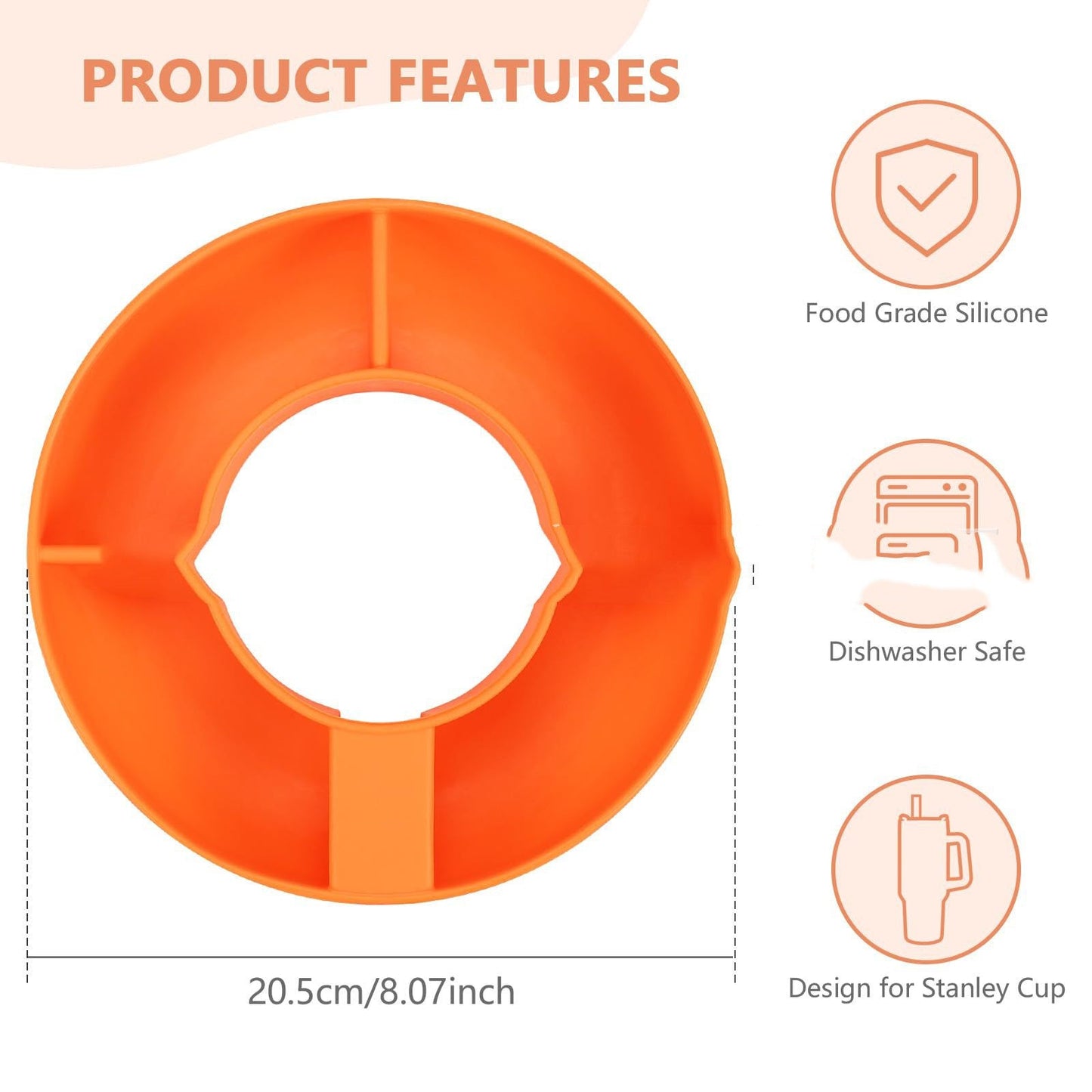 Silicone Snack For Cup 40 Oz Reusable Snack Container 4 Compartment Snack Platters Cup Snack Bowl Cup Holder Food Tray - Zambeel